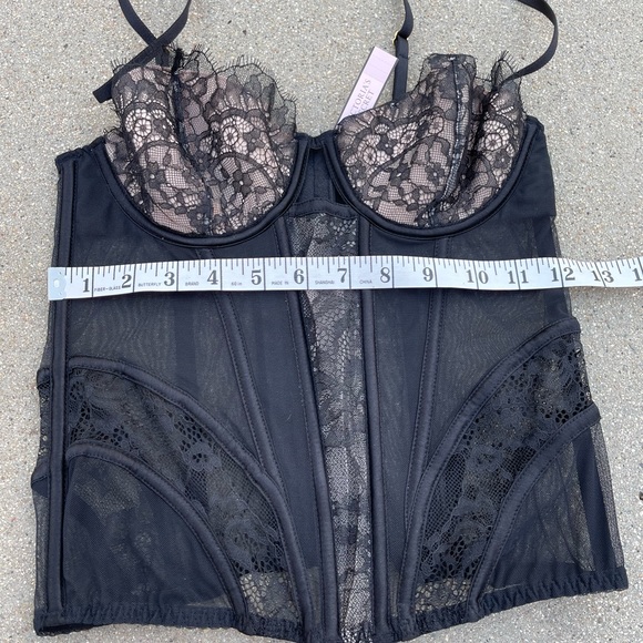 Victoria's Secret black underwire lace corset lightly padded size 34B - Picture 7 of 8